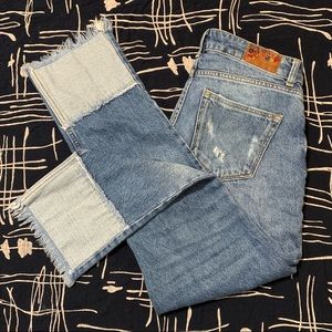 ZARA high waisted cropped straight leg jeans